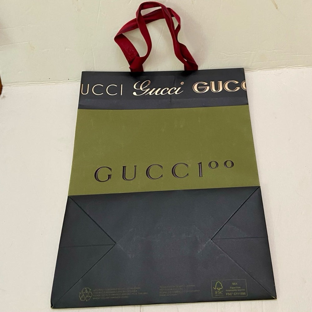 Lot of 2 Gucci Green and Black Gift Bags
