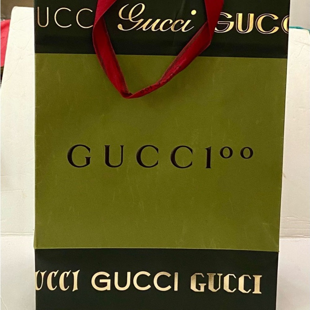 Lot of 2 Gucci Green and Black Gift Bags