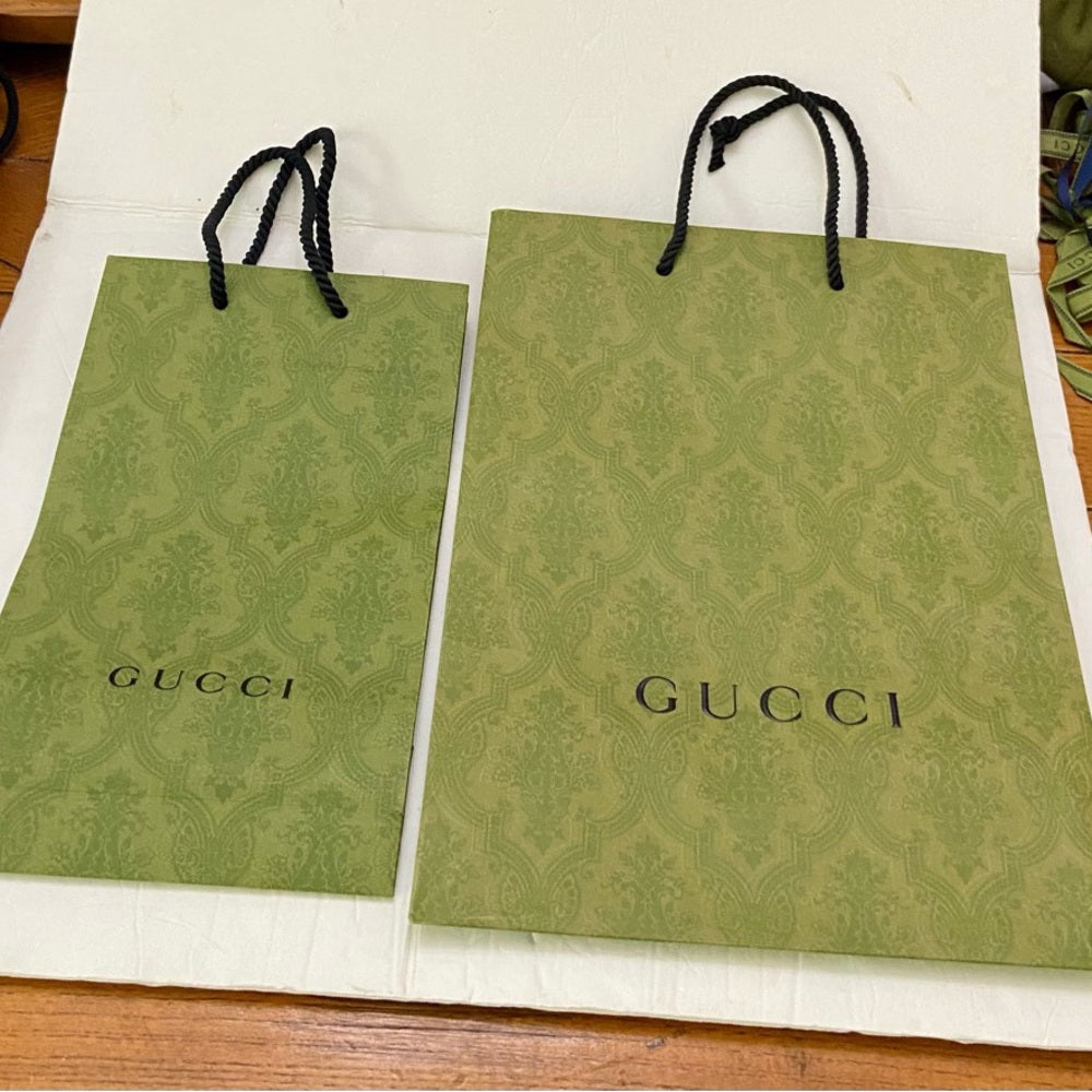 Lot of 2 Gucci Green Gift Bags