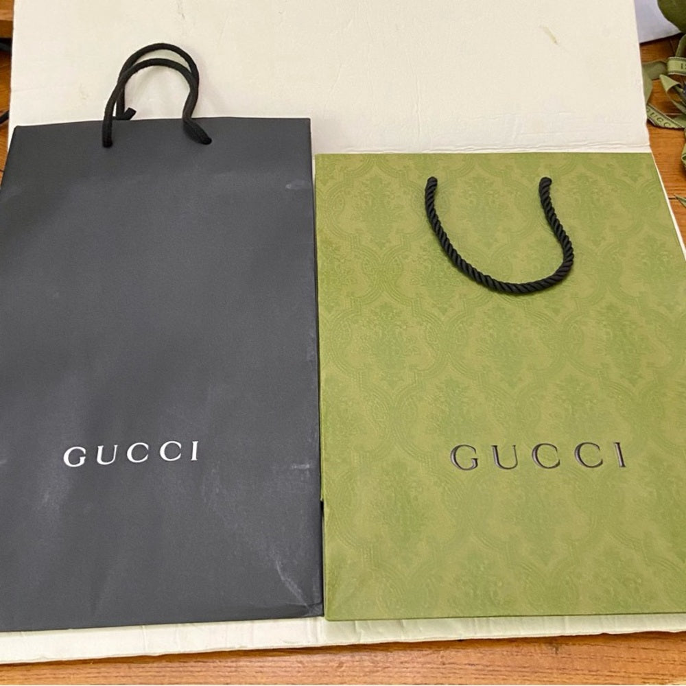 Lot of 2 Gucci Black and Green Gift Bags