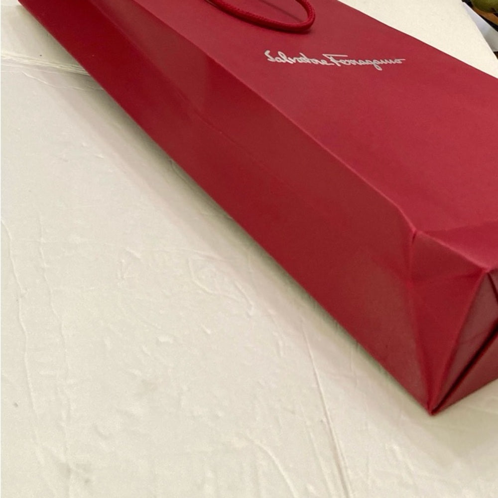 One Ferragamo Red Large Gift Bag 17in x 11in x 3In