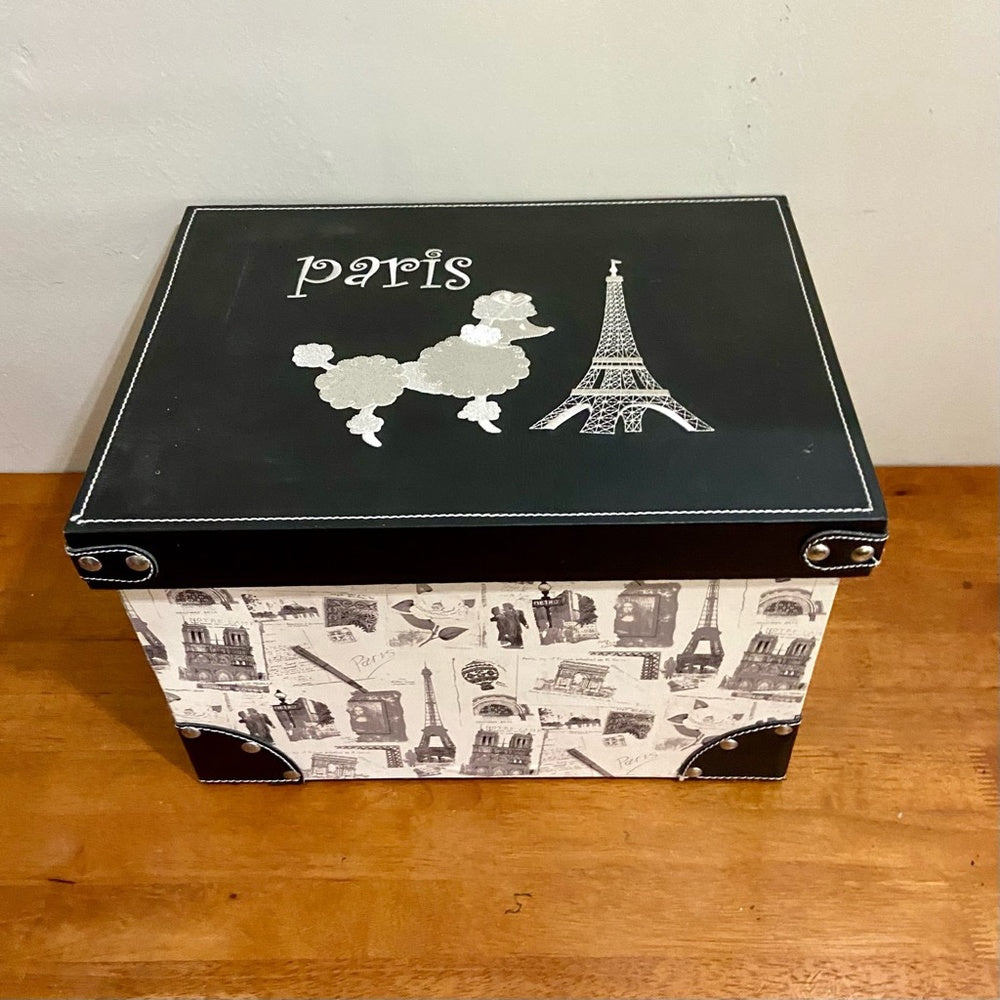 Paris and Poodle Decorative Storage or Treasure Chest 10in H x 16 L x 12in W