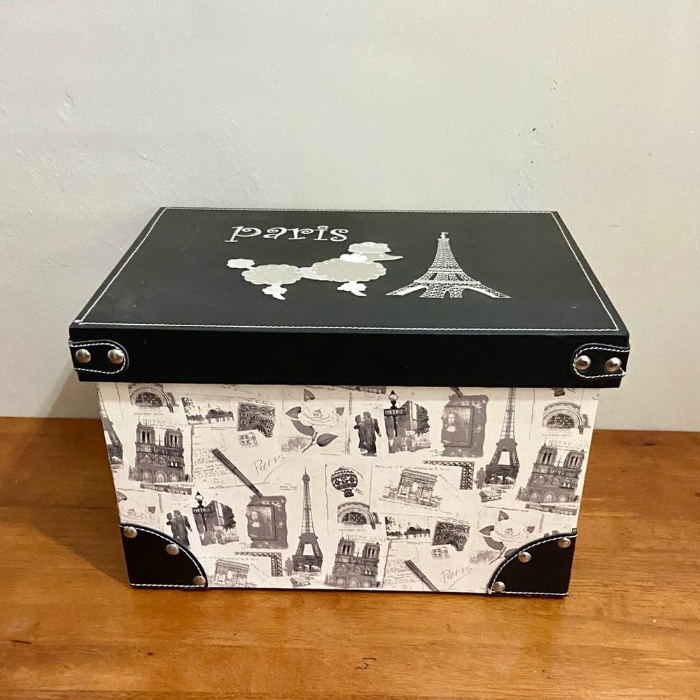 Paris and Poodle Decorative Storage or Treasure Chest 10in H x 16 L x 12in W