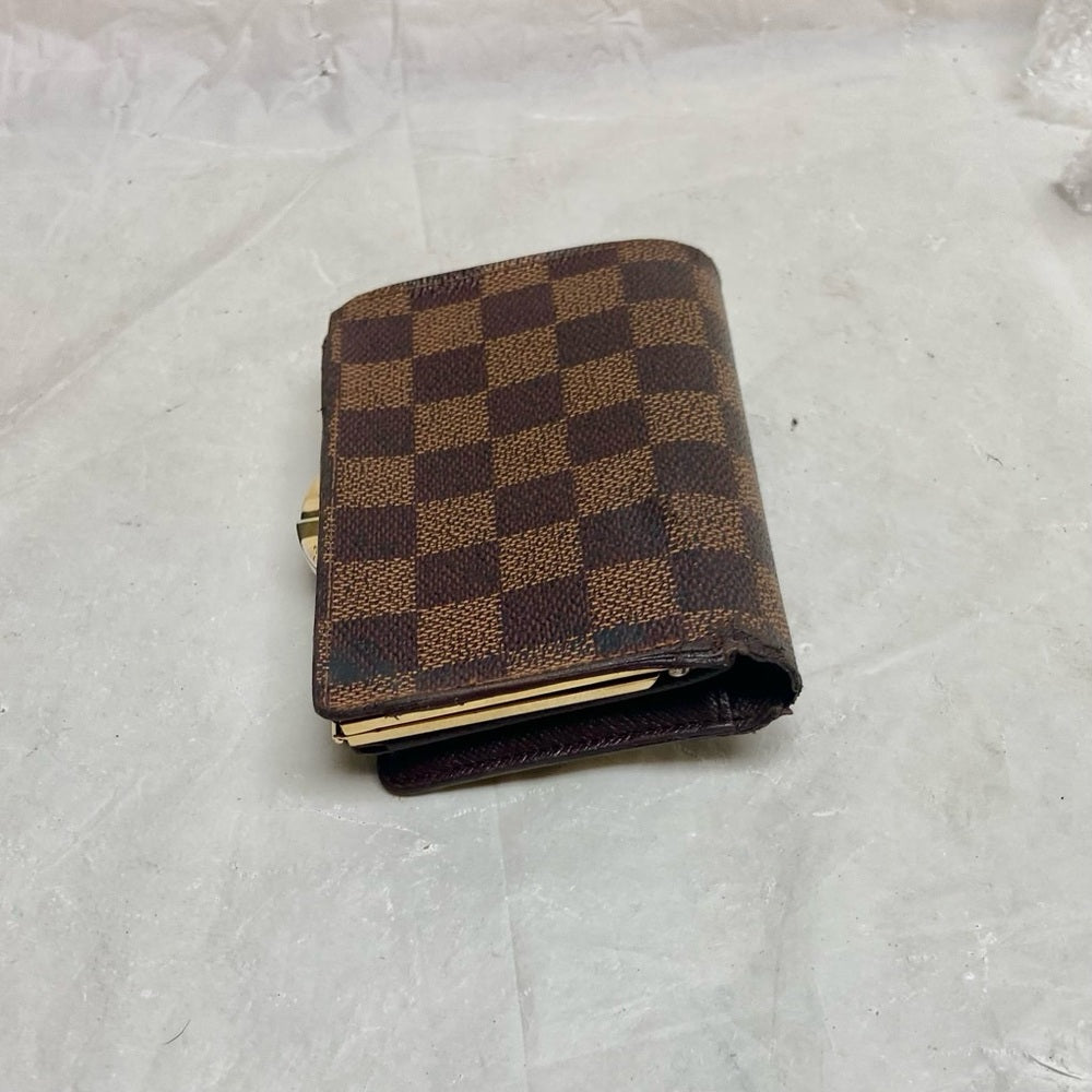 Louis Vuitton Damier Ebene Kisslock Compact Wallet 5in x 4in