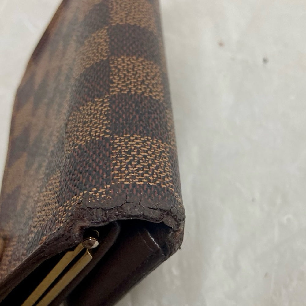 Louis Vuitton Damier Ebene Kisslock Compact Wallet 5in x 4in