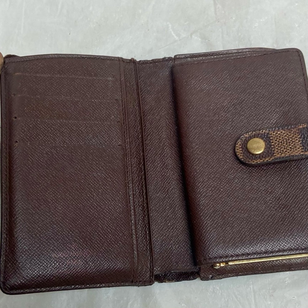 Louis Vuitton Damier Ebene Kisslock Compact Wallet 5in x 4in