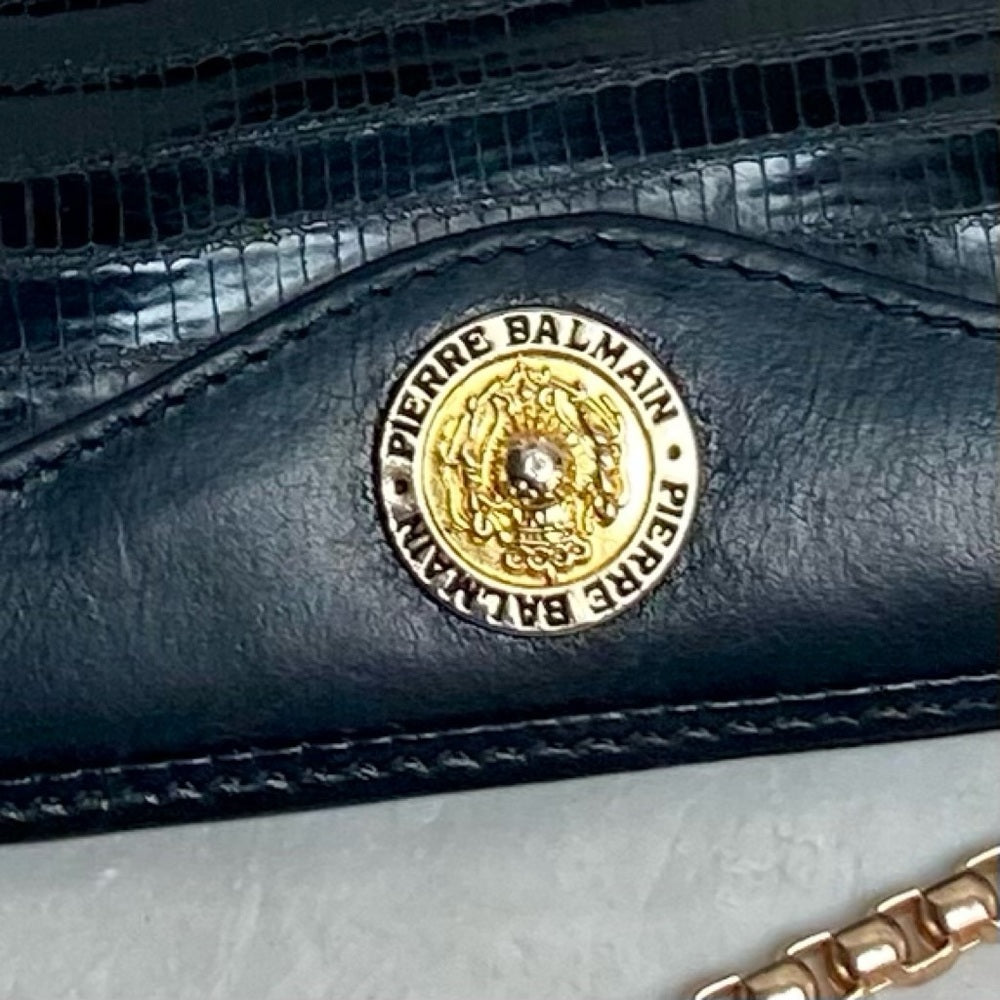 Vintage, Balmain Black Eel Leather Wallet- Crossbody