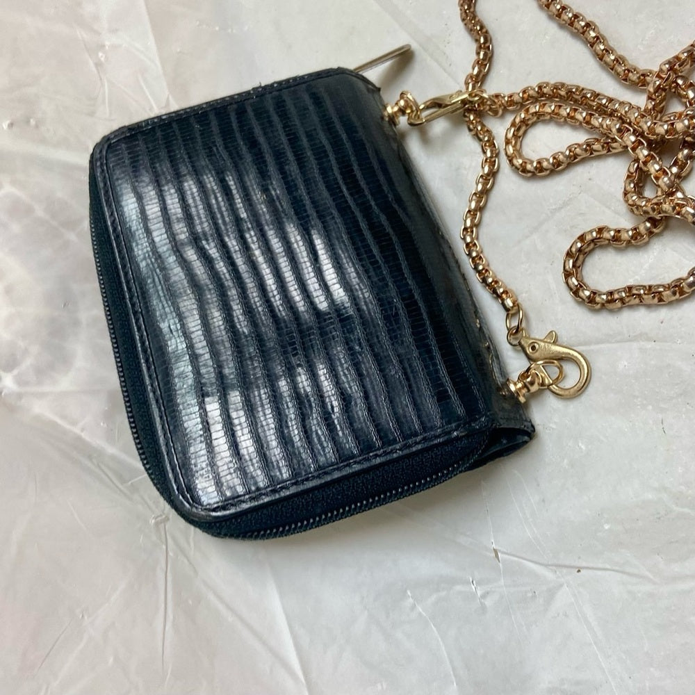 Vintage, Balmain Black Eel Leather Wallet- Crossbody