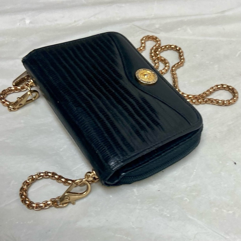 Vintage, Balmain Black Eel Leather Wallet- Crossbody