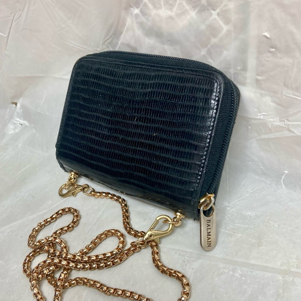 Vintage, Balmain Black Eel Leather Wallet- Crossbody