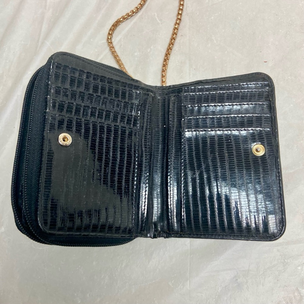 Vintage, Balmain Black Eel Leather Wallet- Crossbody