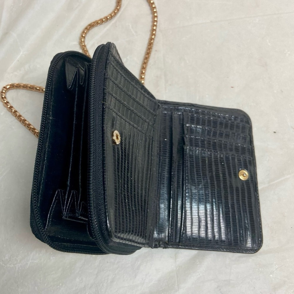 Vintage, Balmain Black Eel Leather Wallet- Crossbody