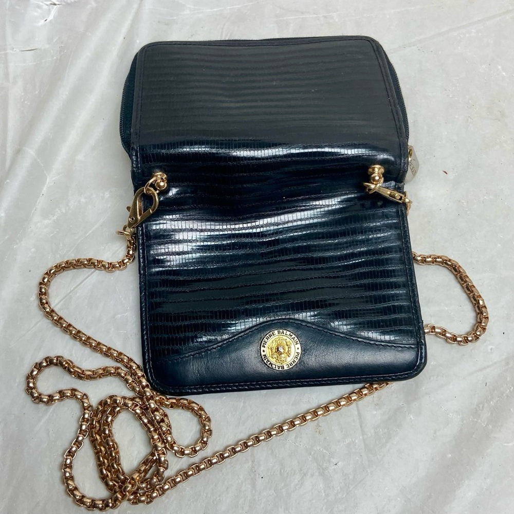 Vintage, Balmain Black Eel Leather Wallet- Crossbody