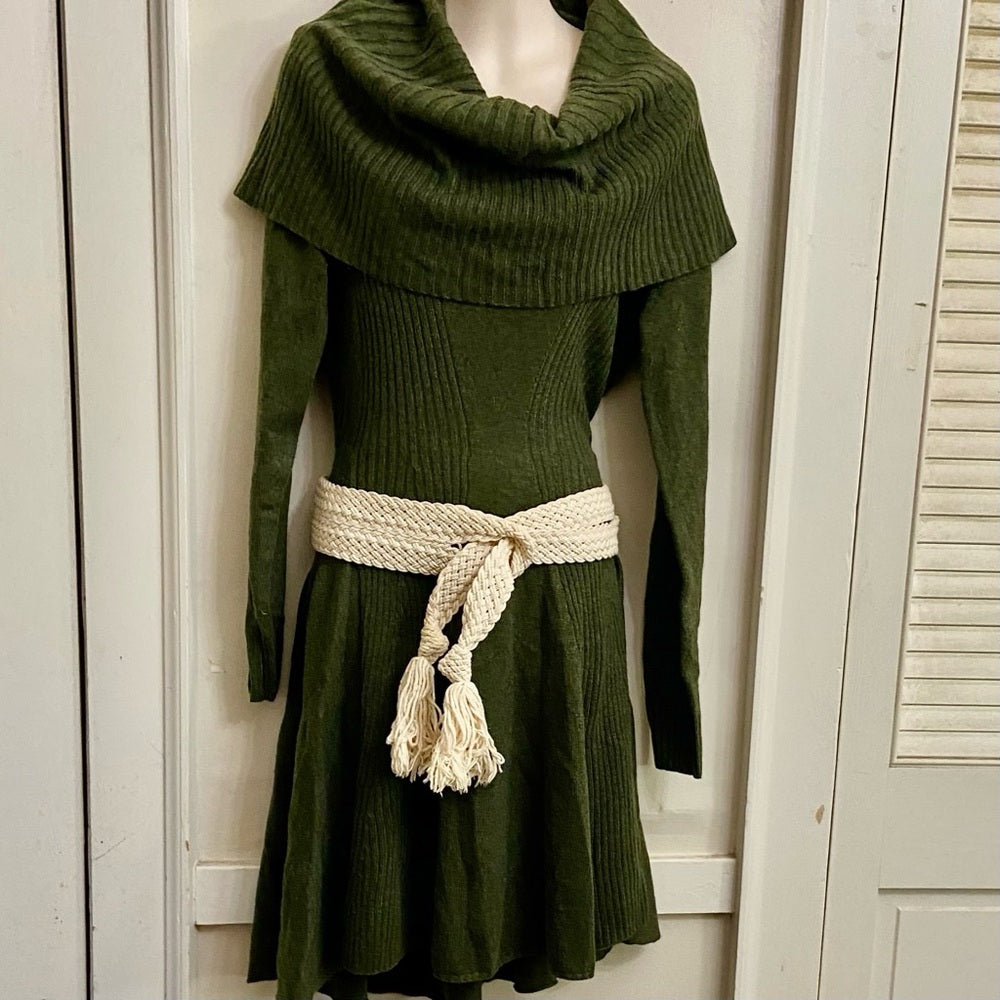 Victoria Secret Olive Green Turtle Neck Sweater Dress - Petite Small