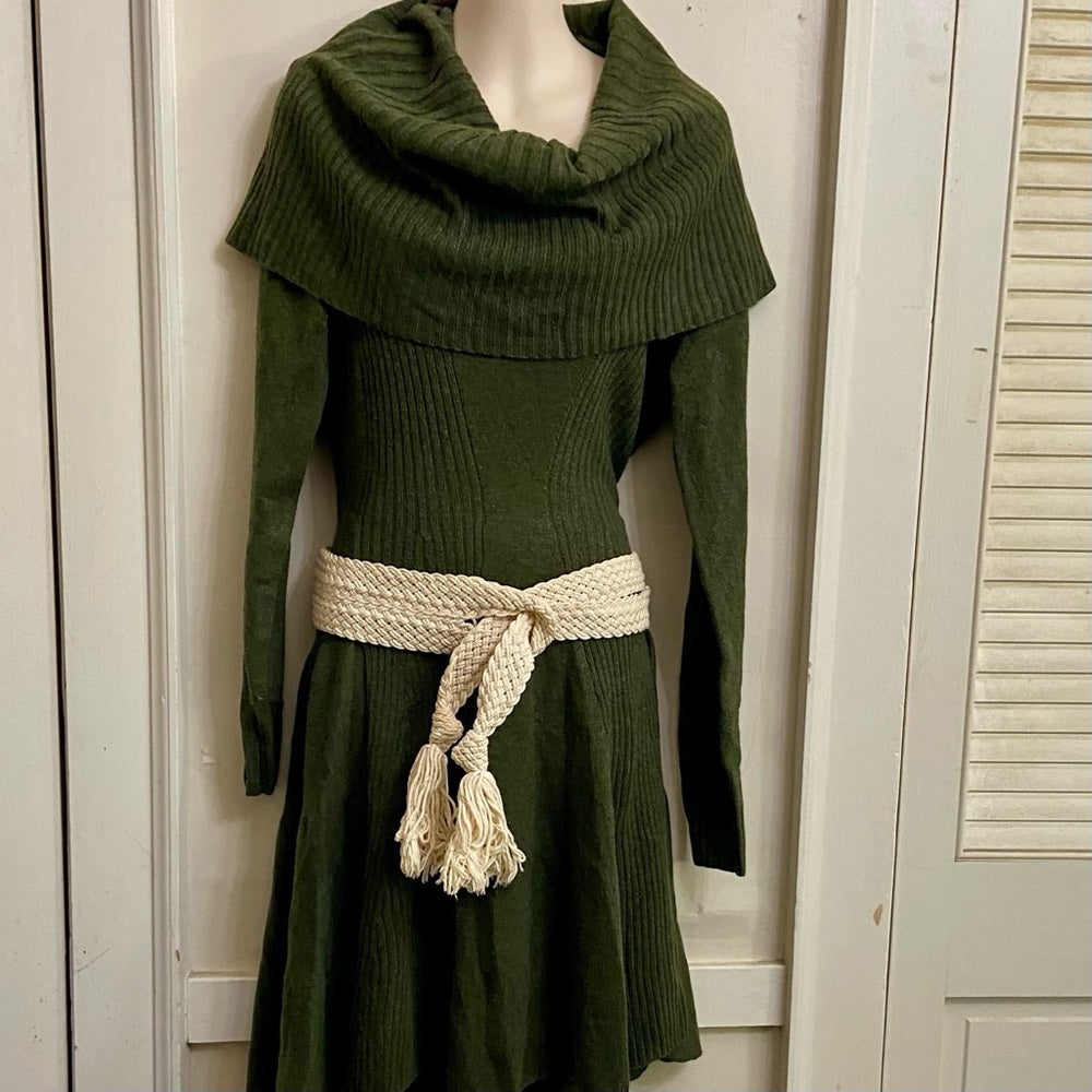 Victoria Secret Olive Green Turtle Neck Sweater Dress - Petite Small