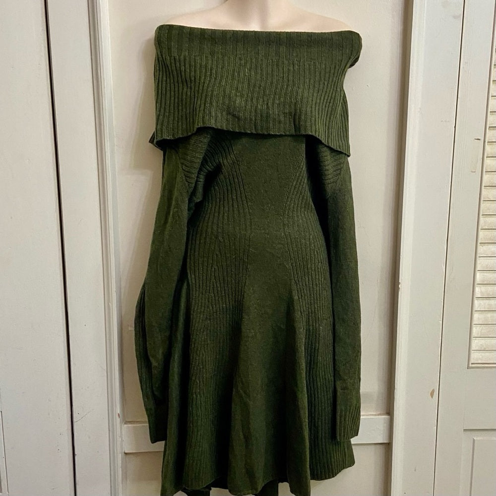 Victoria Secret Olive Green Turtle Neck Sweater Dress - Petite Small