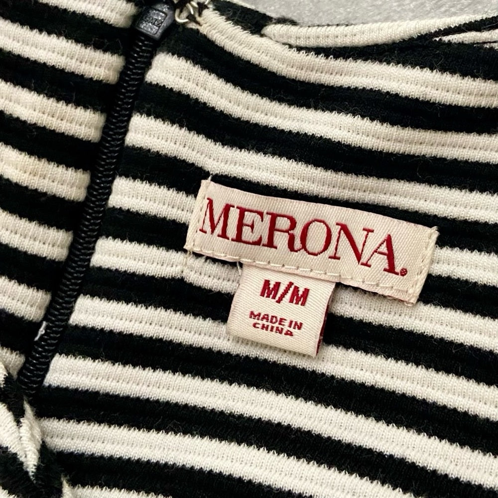 Merona Black and Whites Stripes Dress -Size M