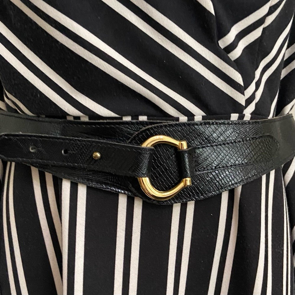 Elle Black and White Stripes Dress Size 12
