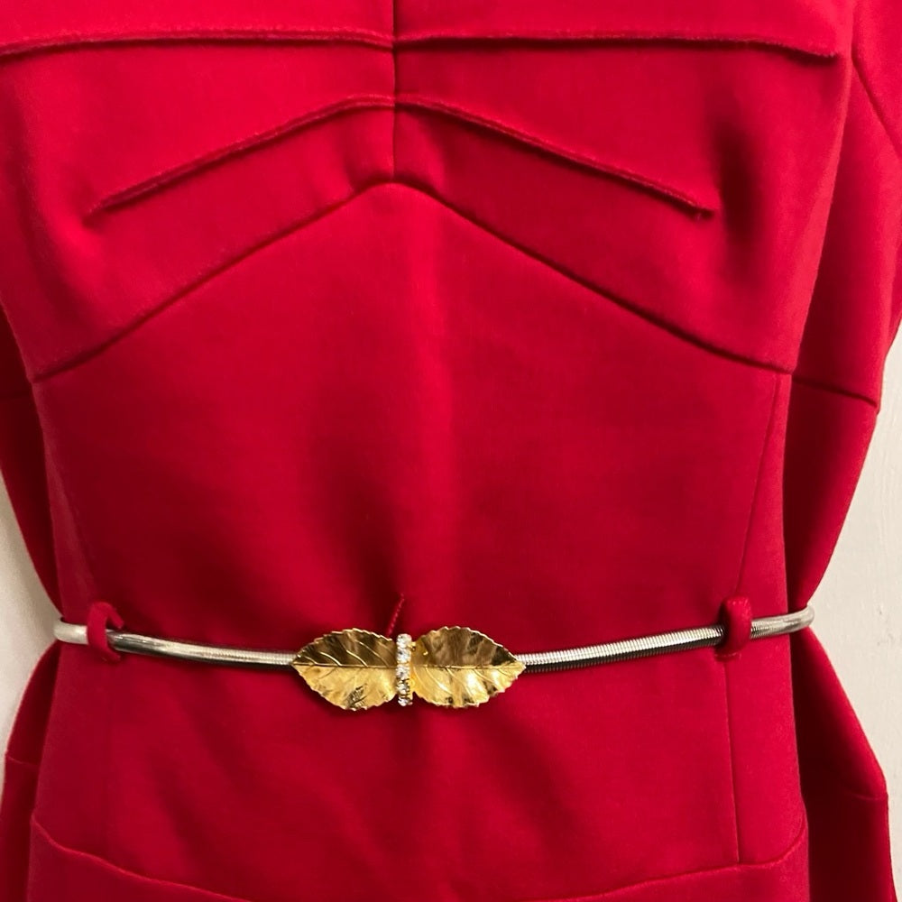 Tahari Ted Dress with Gold Elastic Belt Size 12