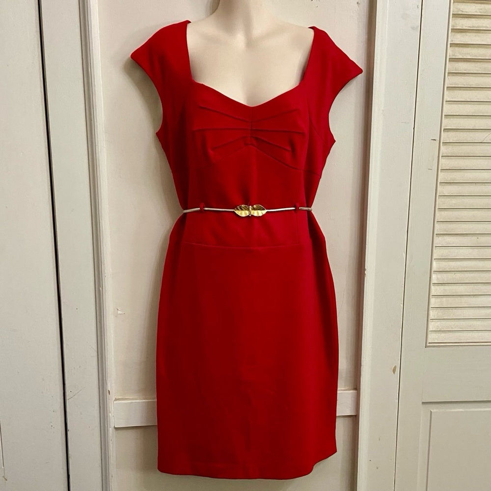 Tahari Ted Dress with Gold Elastic Belt Size 12
