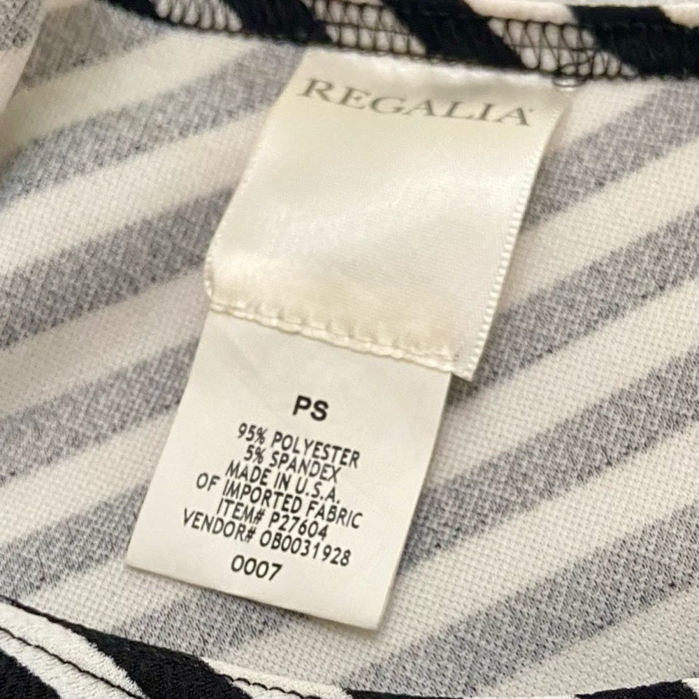 Regalia Black and White Stripes Dress with Butterfly Elastic Belt - Size PS