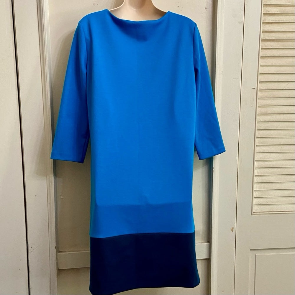 New York Company Teal and Dark Blue Dress with White Elastic Belt Size S-M