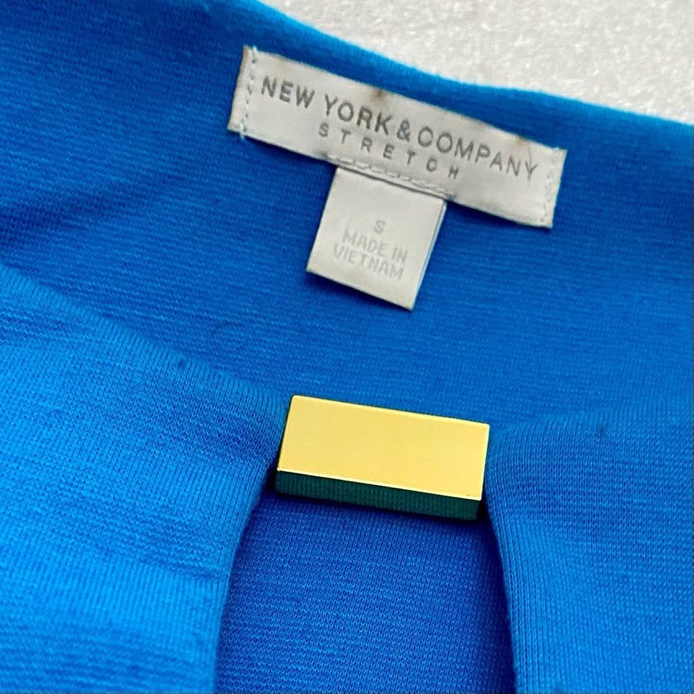 New York Company Teal and Dark Blue Dress with White Elastic Belt Size S-M