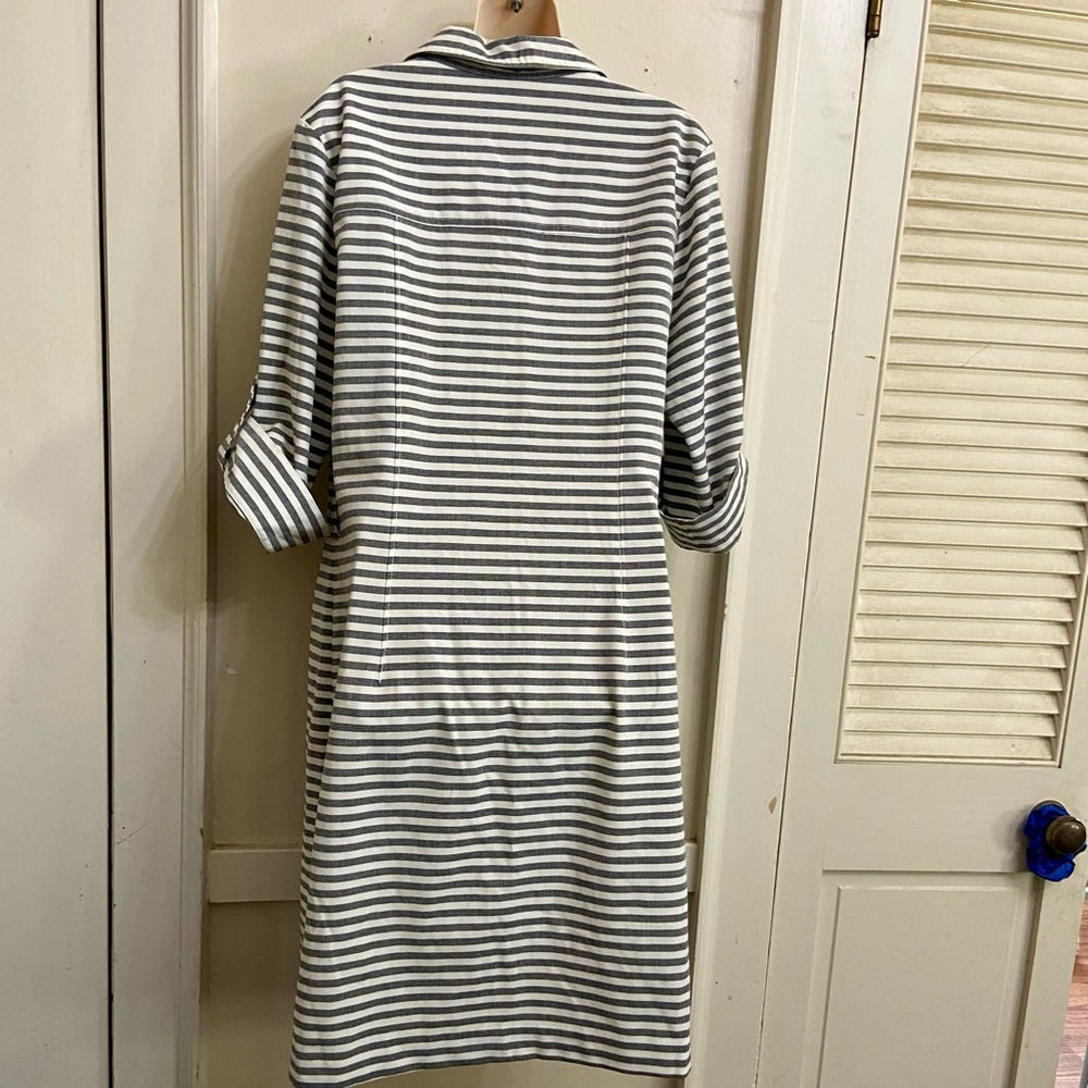 Sharagano Gray and White Stripes Dress 14P