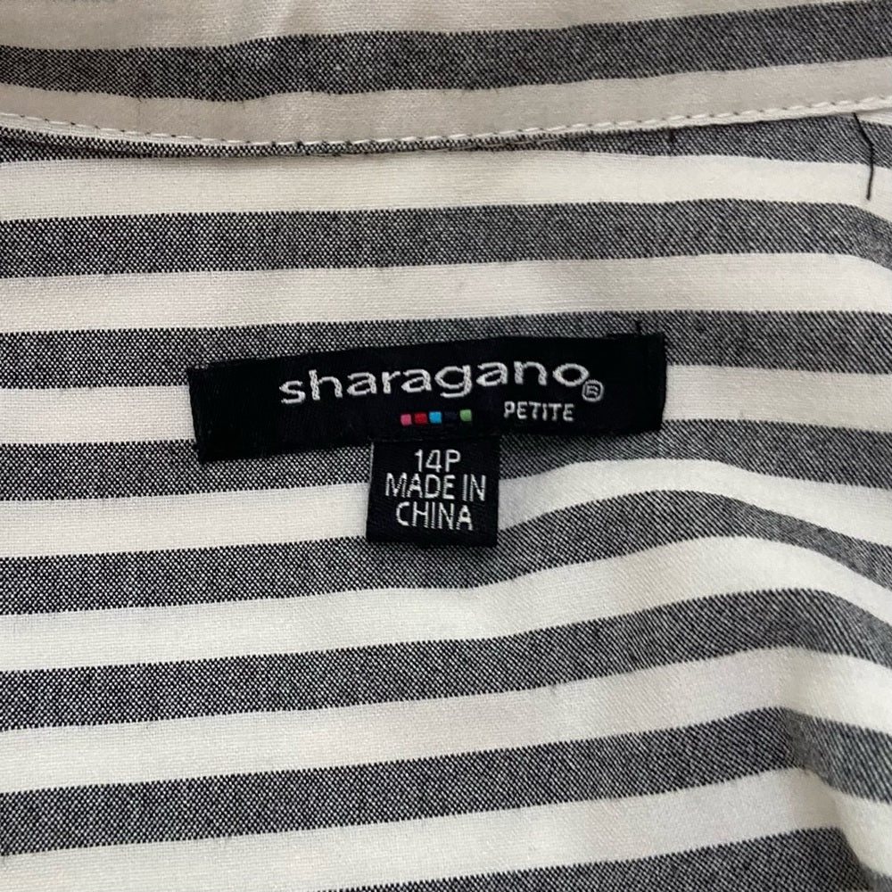 Sharagano Gray and White Stripes Dress 14P