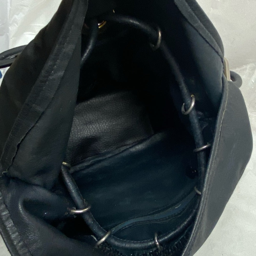 Vintage Gucci Rare Sherry line Blue-Black Drawstring Leather Shoulder Bag