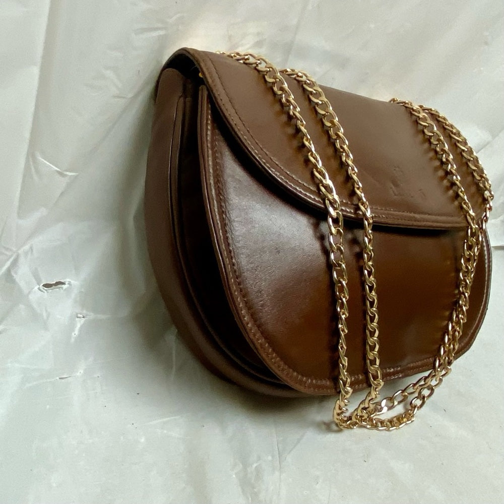 Lladro, Spain Brown Leather Shoulder- Crossbody Bag 9.5in x 7in x 2in