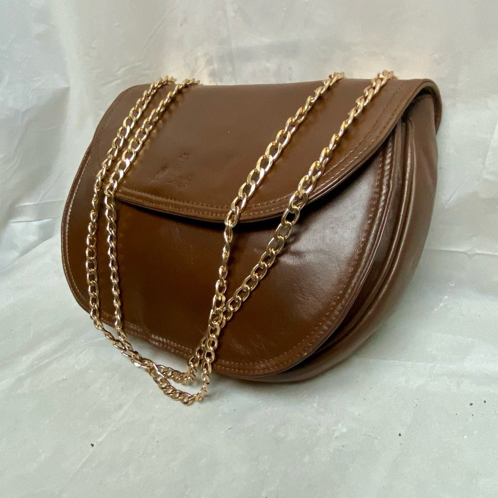 Lladro, Spain Brown Leather Shoulder- Crossbody Bag 9.5in x 7in x 2in