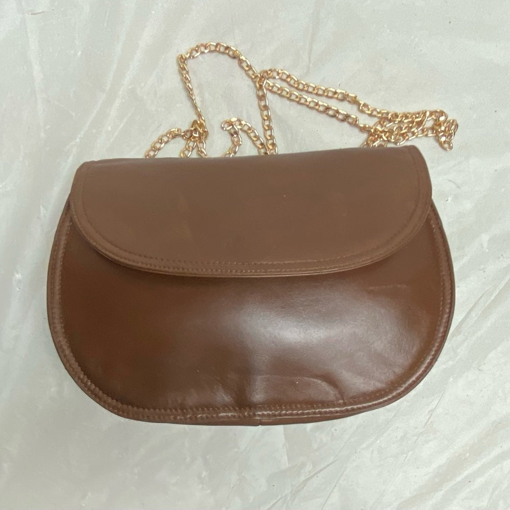 Lladro, Spain Brown Leather Shoulder- Crossbody Bag 9.5in x 7in x 2in