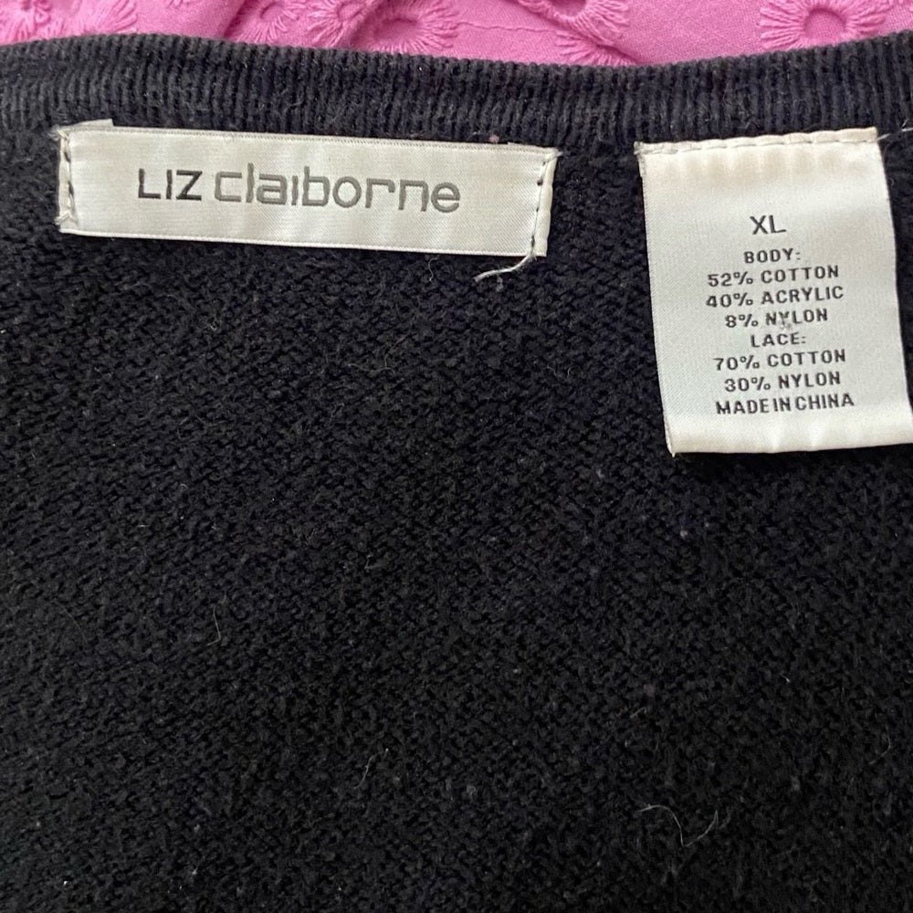Liz Claiborne Black Zippered Sweater Cardigan (XL)