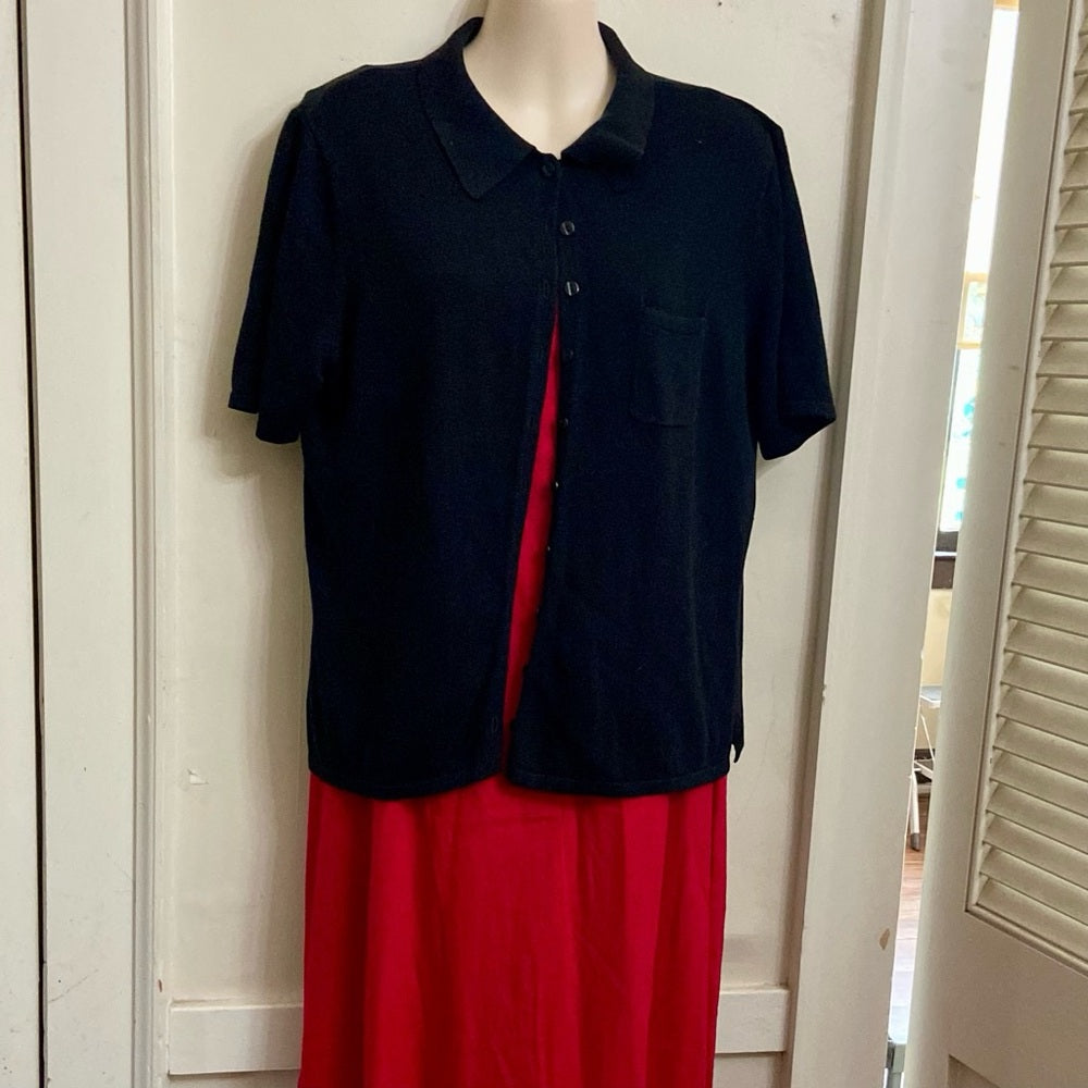 NY & Co. Black Short Sleeves Shirt (L)
