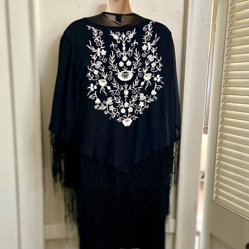 Black Sheer Shawl Cardigan (Free Size)