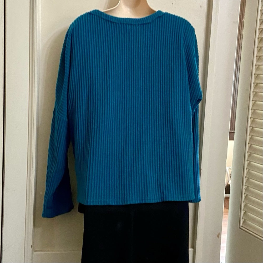 Jack & Avery Teal Blue Knotted Top, Sweater-Cardigan (L)
