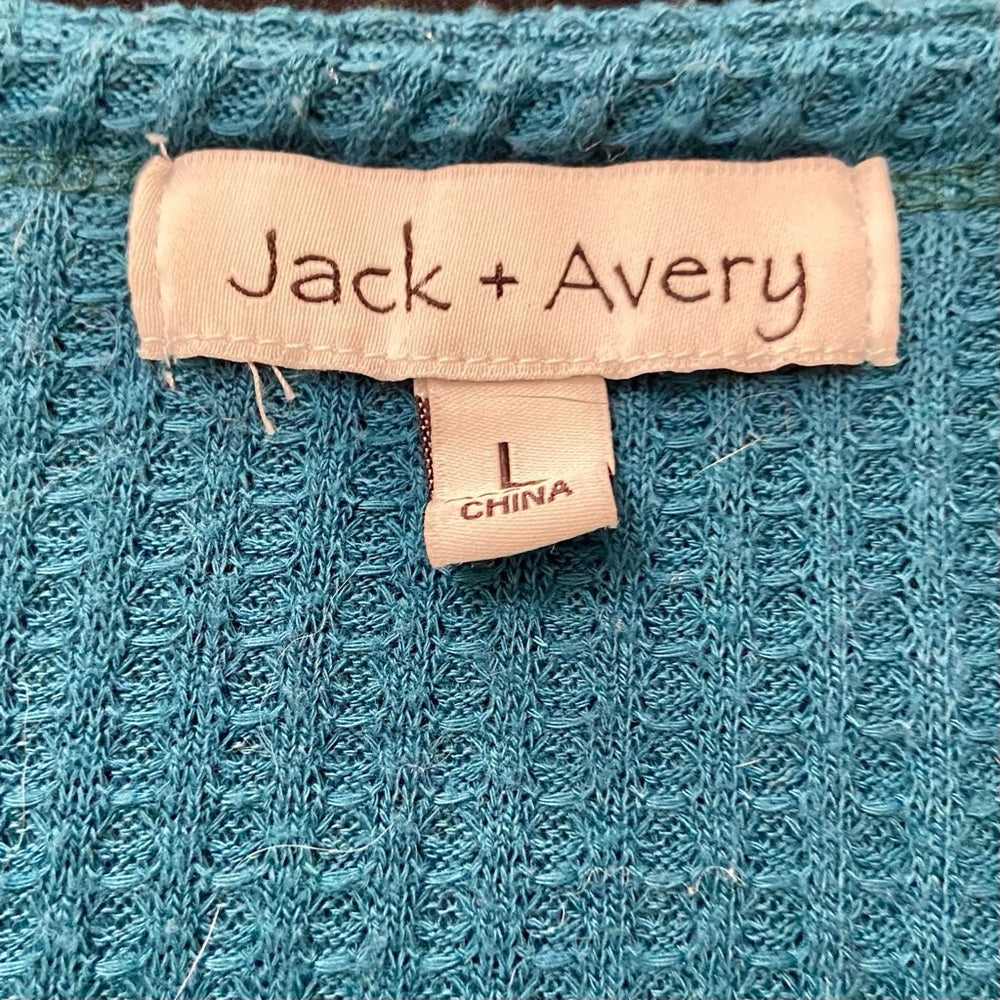 Jack & Avery Teal Blue Knotted Top, Sweater-Cardigan (L)