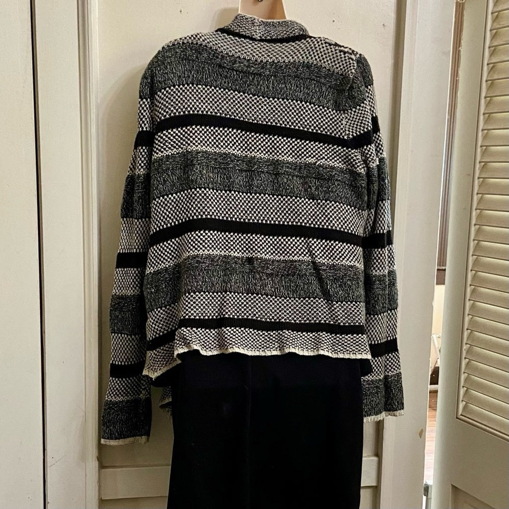 By Design Black and Gray Waterfall Sweater Cardigan (L)