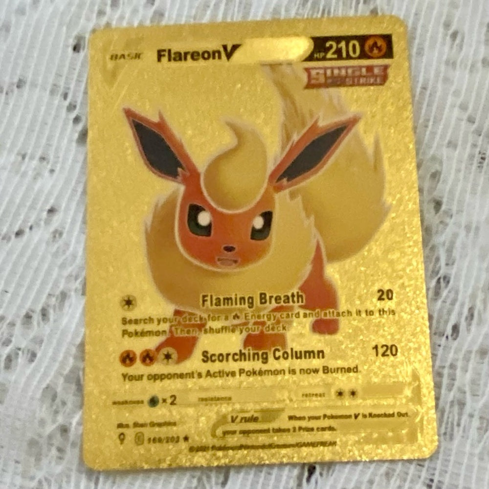 Lot (O): 3 Pokemon Reverse Holo Cards and 3 Pokemon Gold Fan Arts