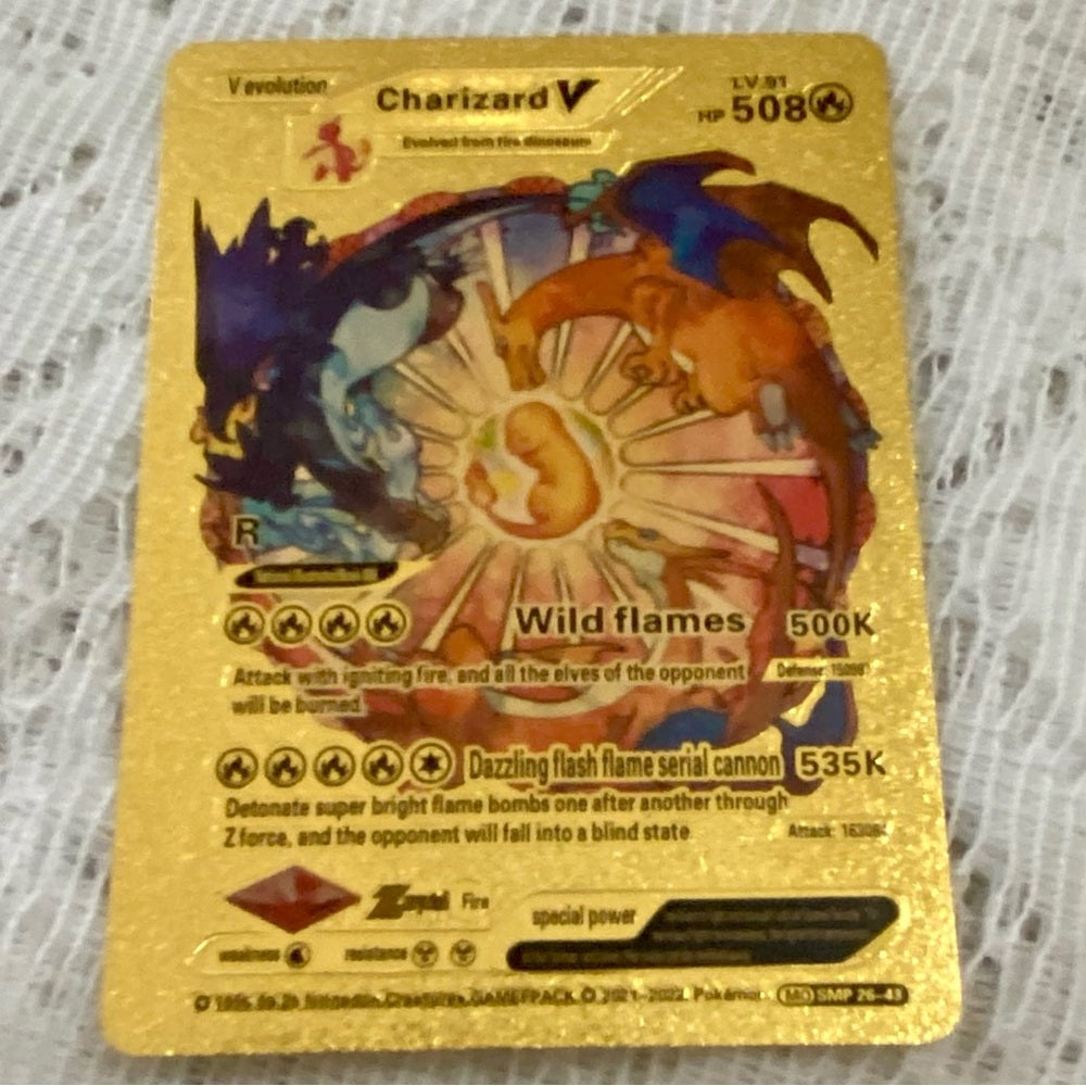 Lot (O): 3 Pokemon Reverse Holo Cards and 3 Pokemon Gold Fan Arts