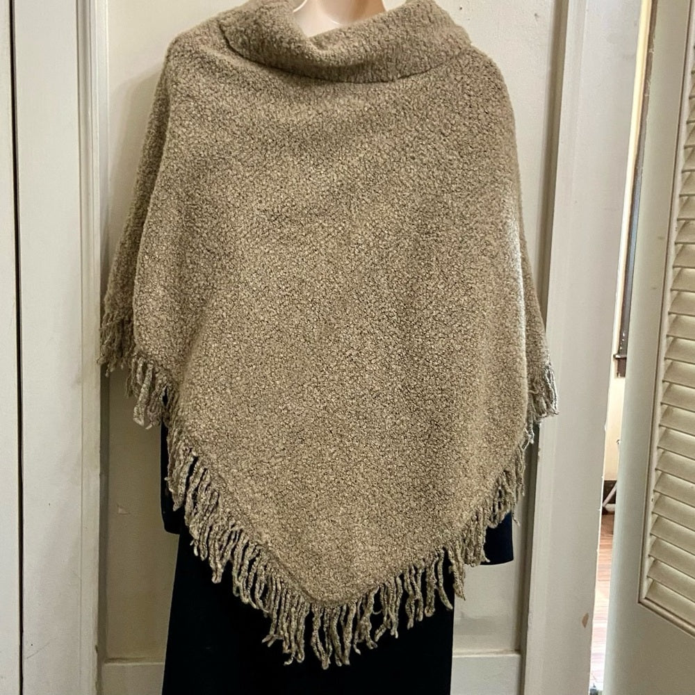 Luly K Beige -Cream Knitted Poncho ( One Size)
