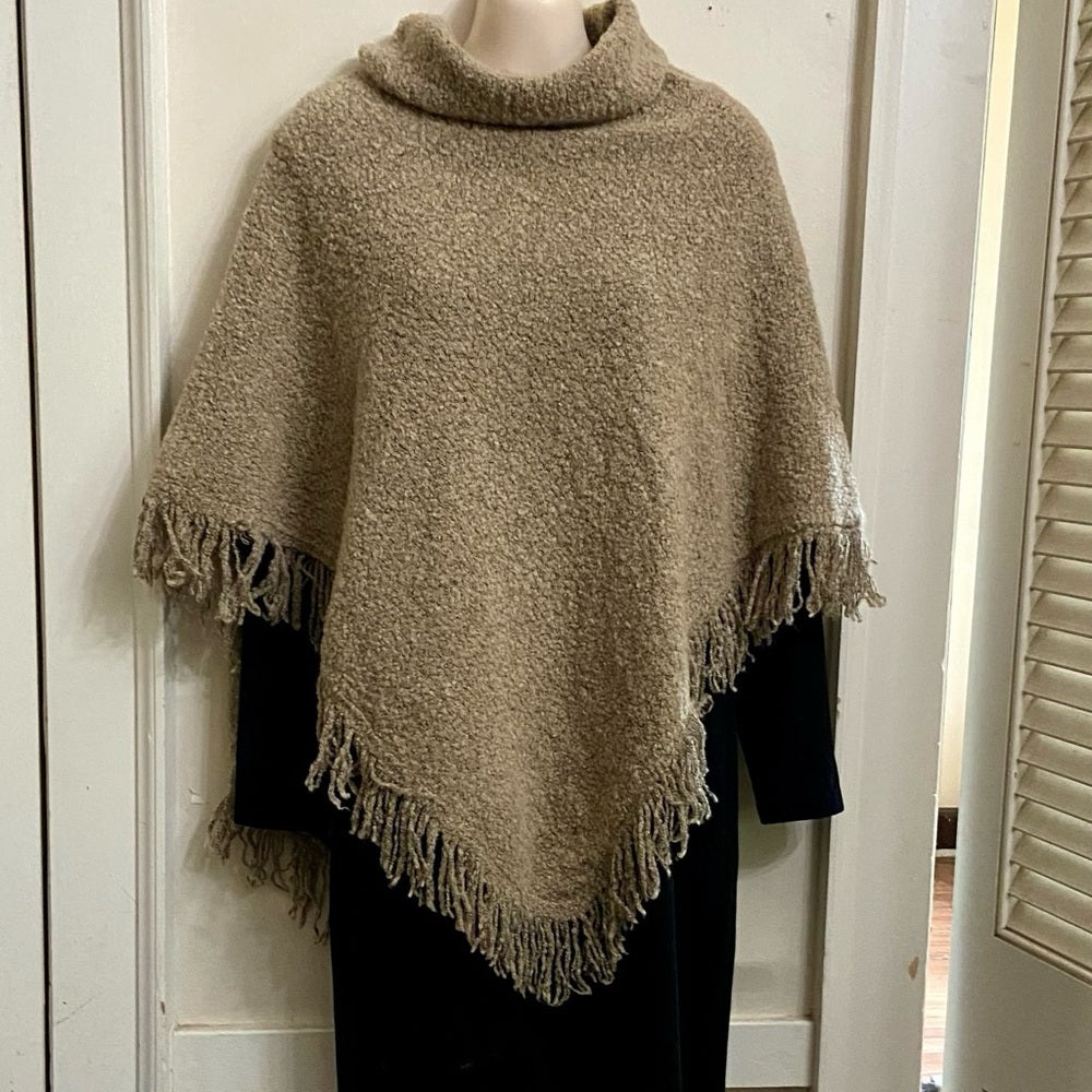 Luly K Beige -Cream Knitted Poncho ( One Size)