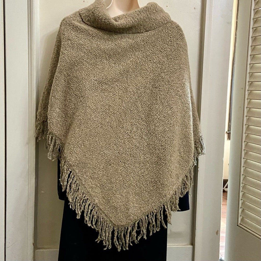 Luly K Beige -Cream Knitted Poncho ( One Size)