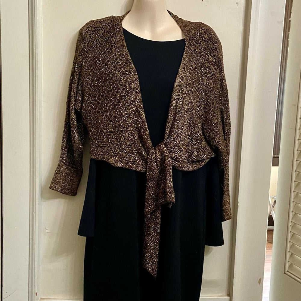 Mix It, Black and Gold Knitted Tie Top (M-L)