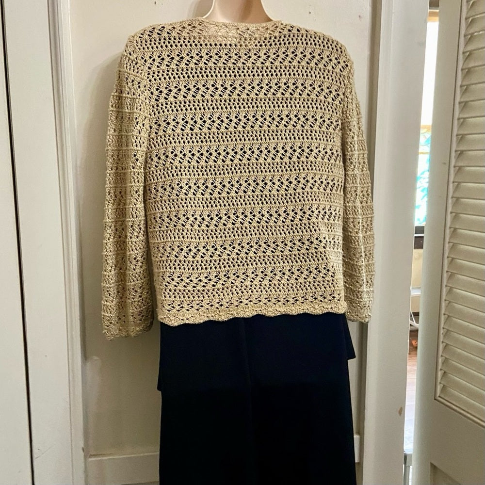 Faded Glory, Beige and Gold Knitted Cover-up Shawl (L)