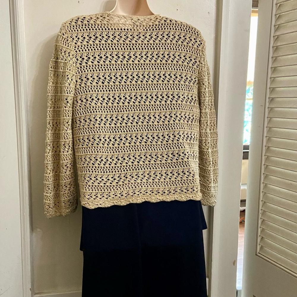 Faded Glory, Beige and Gold Knitted Cover-up Shawl (L)