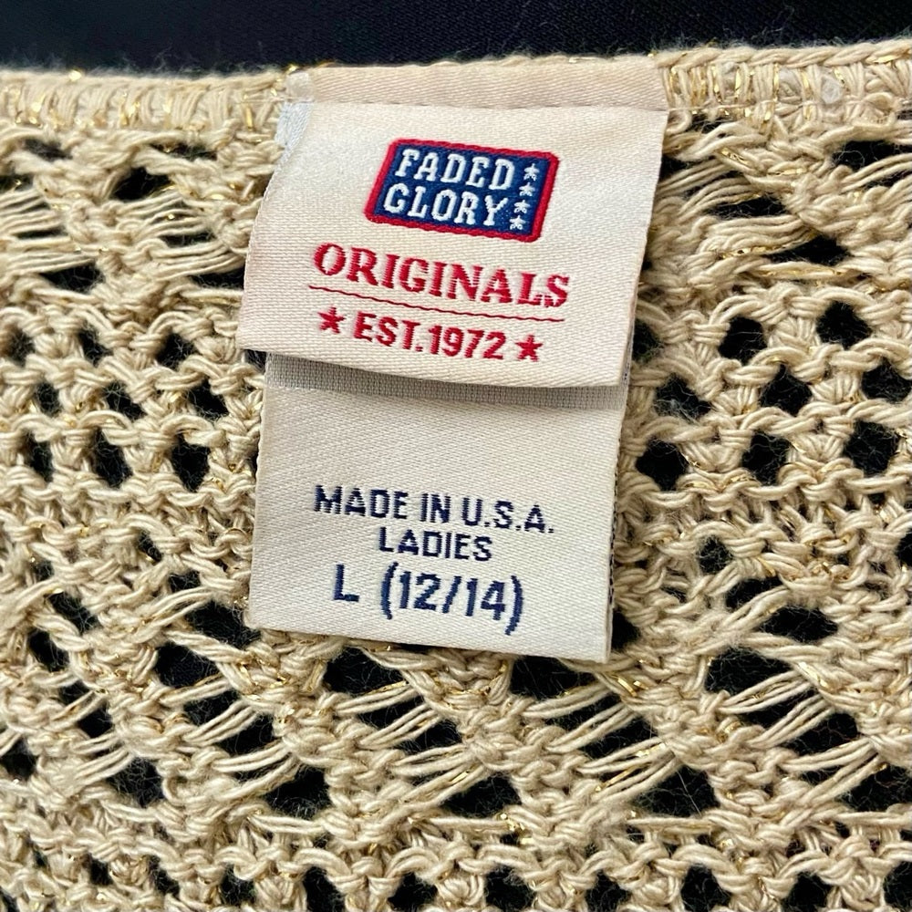Faded Glory, Beige and Gold Knitted Cover-up Shawl (L)
