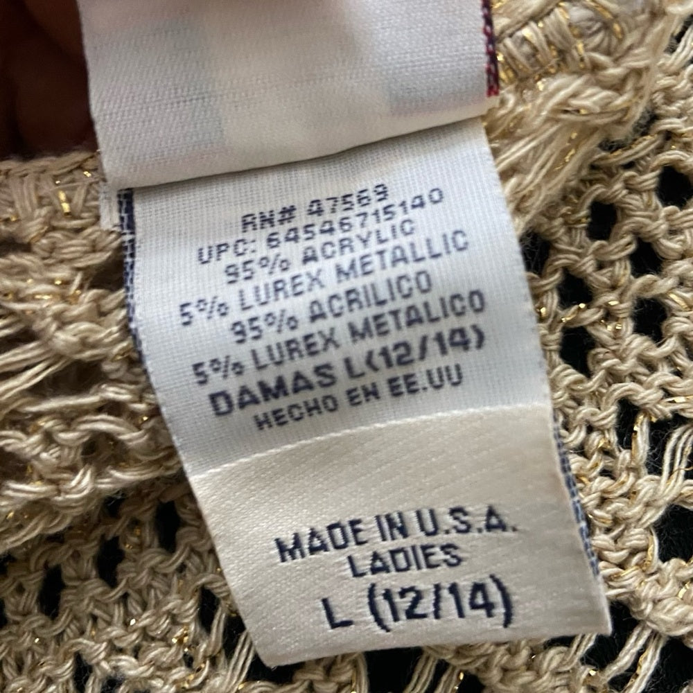 Faded Glory, Beige and Gold Knitted Cover-up Shawl (L)