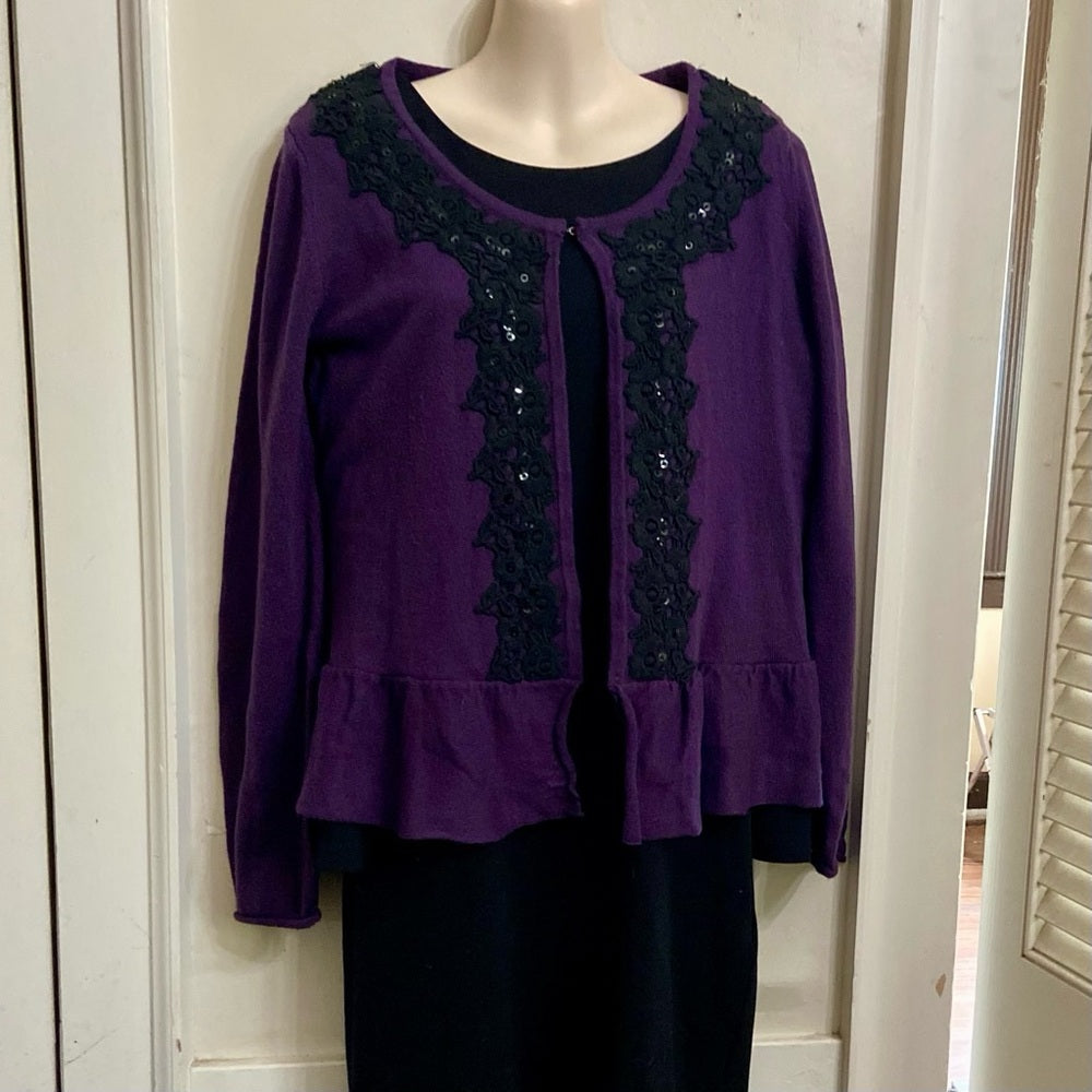 My Collection, Purple and Black Sweater Cardigan (L)